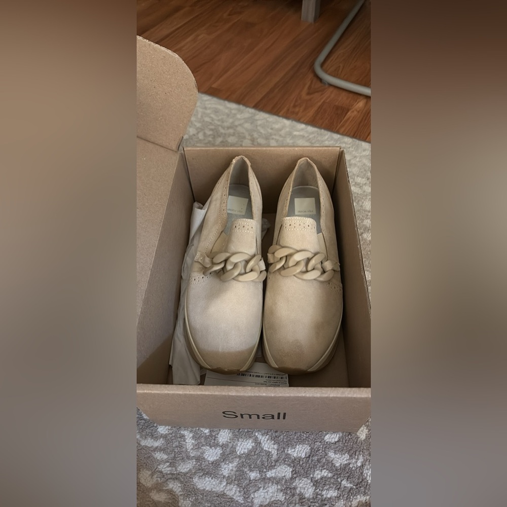 Dolce Vita Cream Loafers with Chain Detail